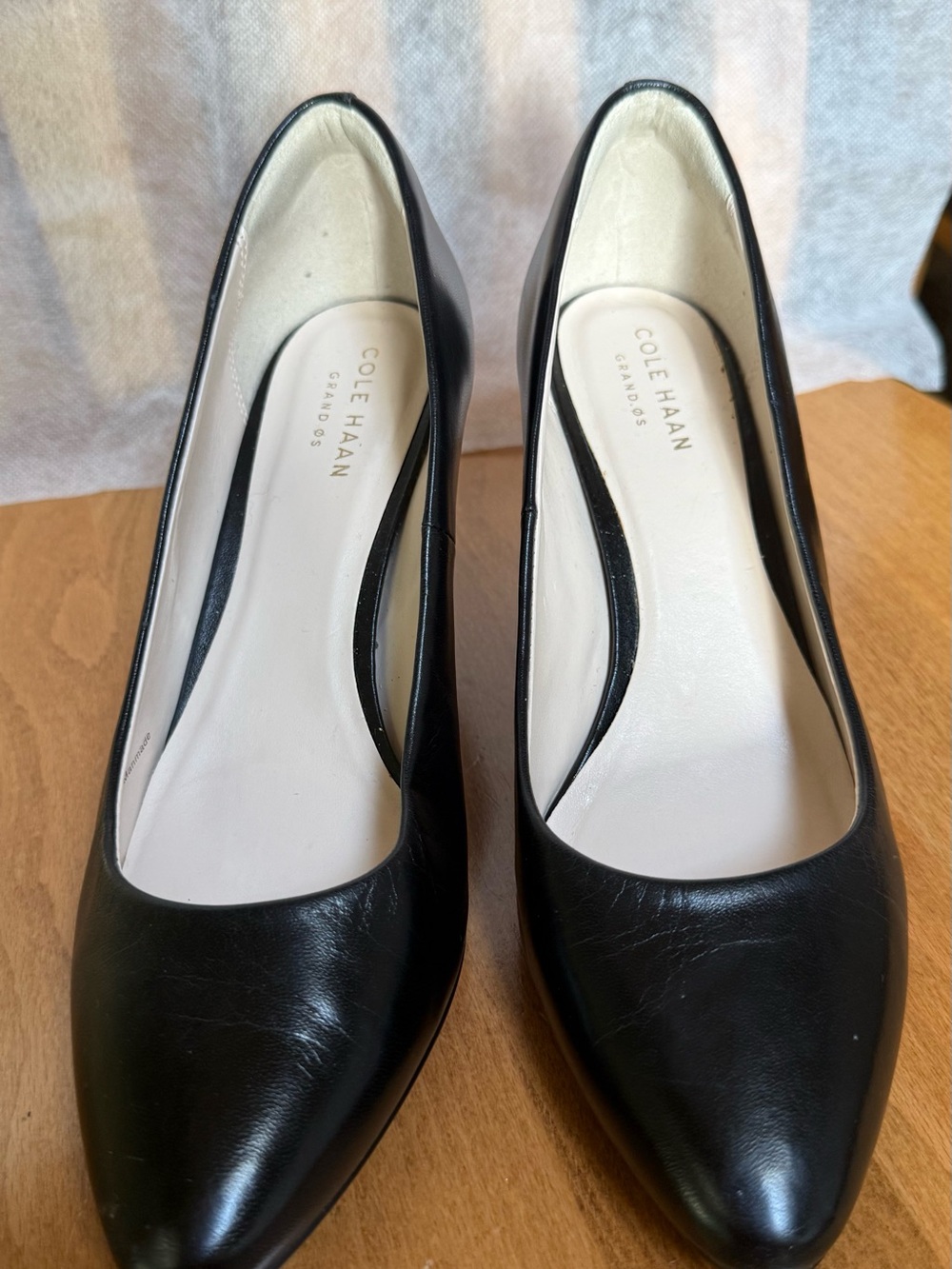 Cole Haan Black Leather Pointed-Toe Heels